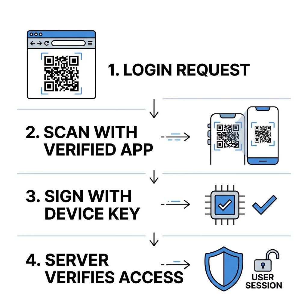 Infografik över QR MFA-arbetsflöde