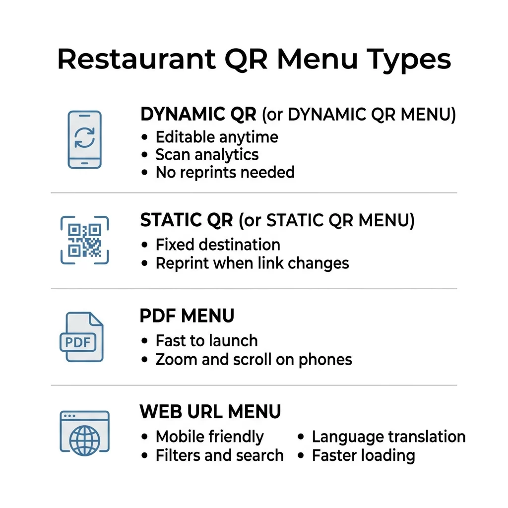 Infografik jenis menu QR