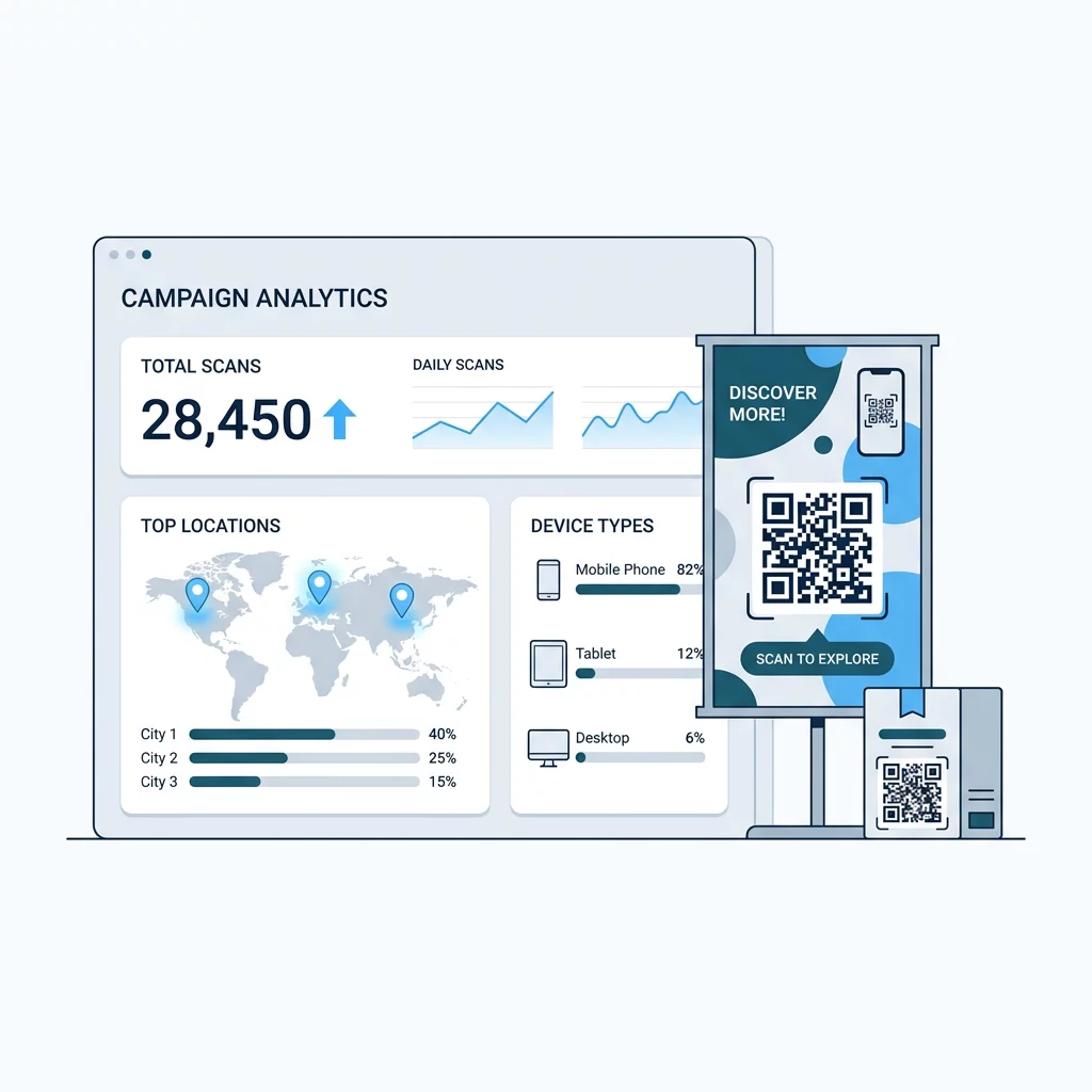 Ilustrasi papan pemuka analitik QR