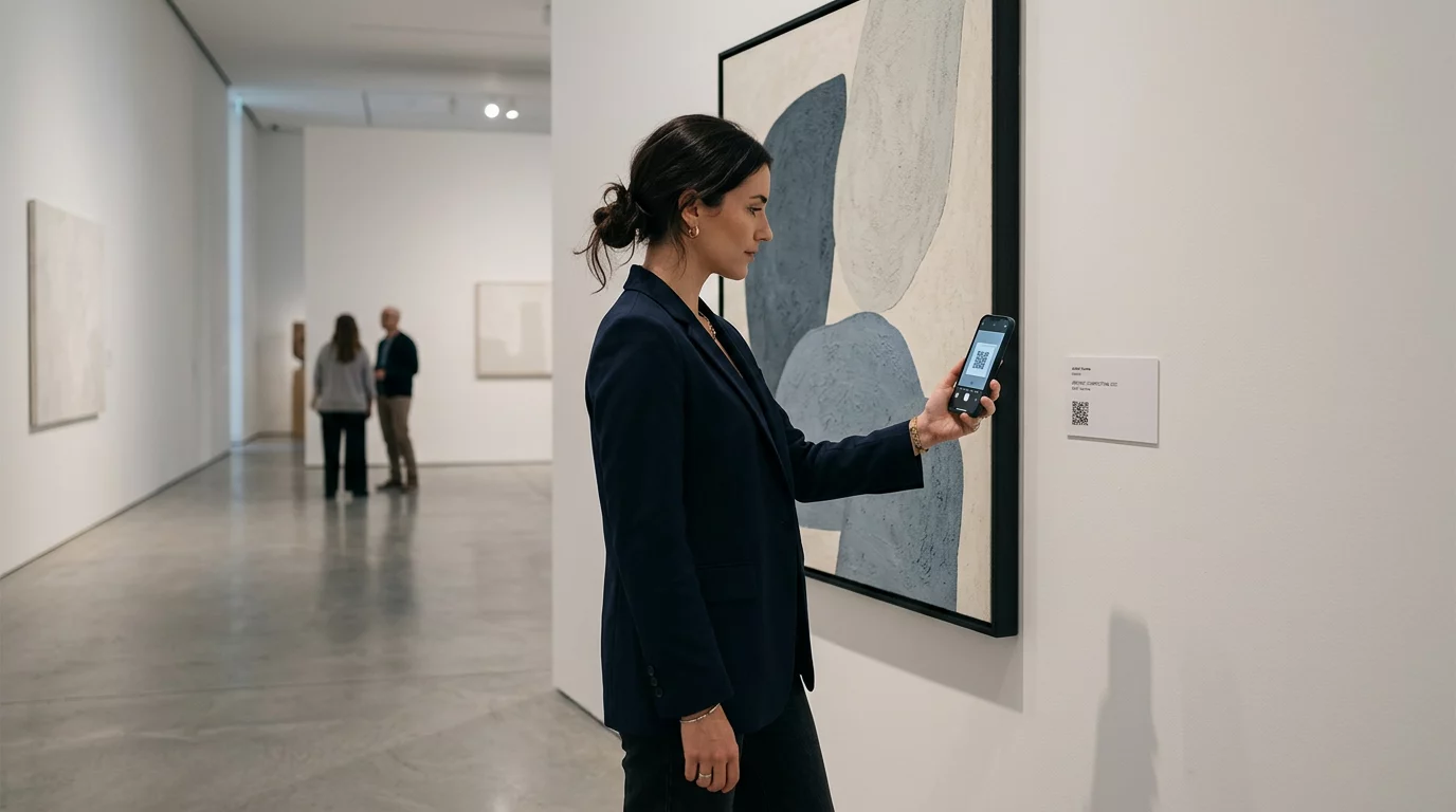 Besucher scannt Galerie-QR