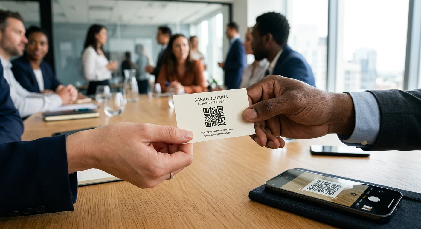 Сканиране на QR код на визитна картичка