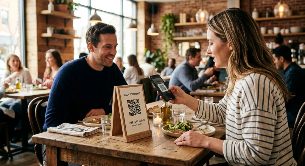 סריקת תפריט QR במסעדה