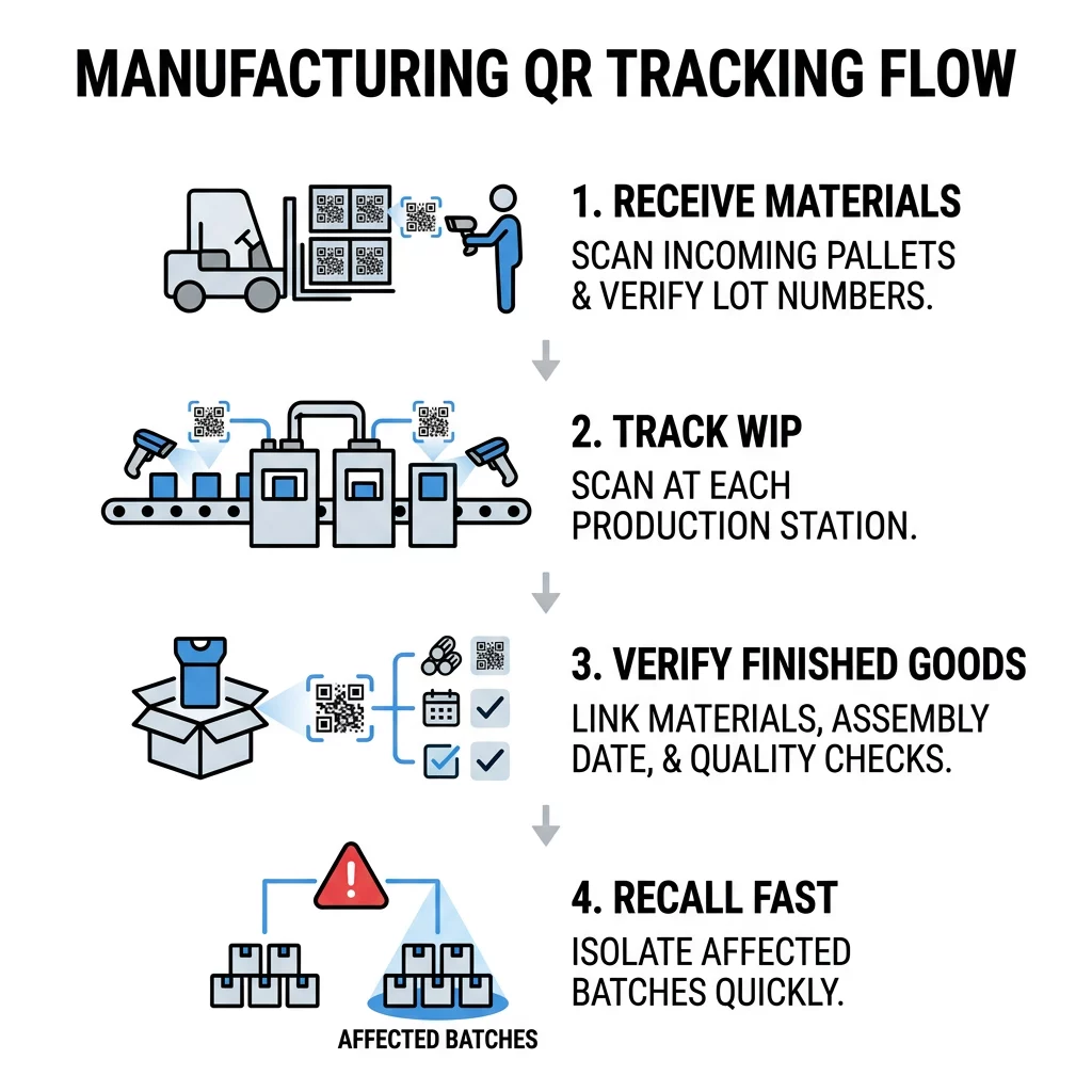 QR tracking workflow infographic