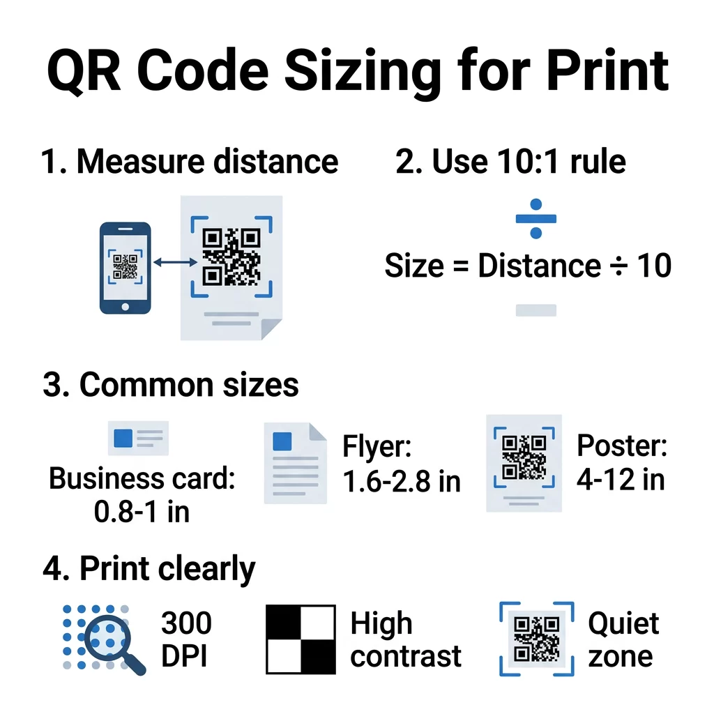 QR 코드 크기 차트