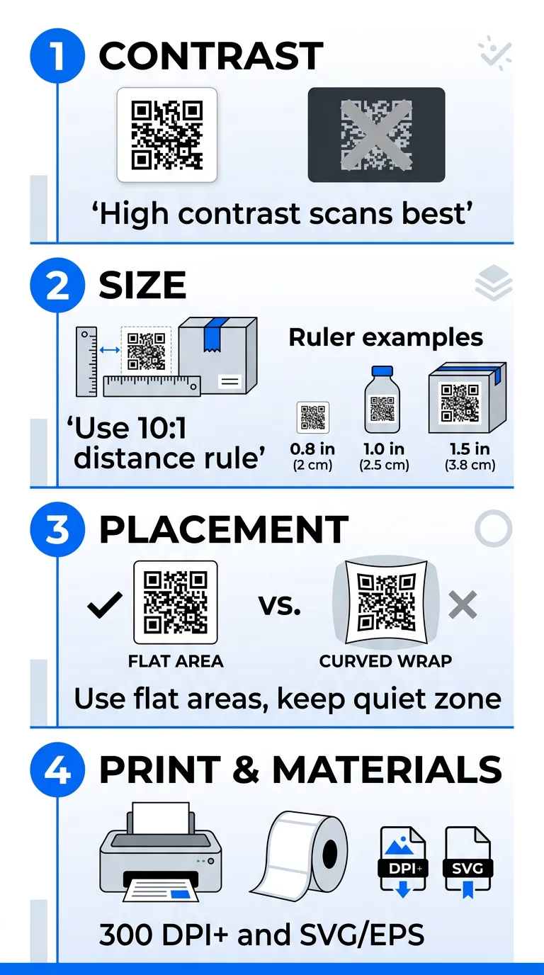 Guia de tamanho de rótulo QR