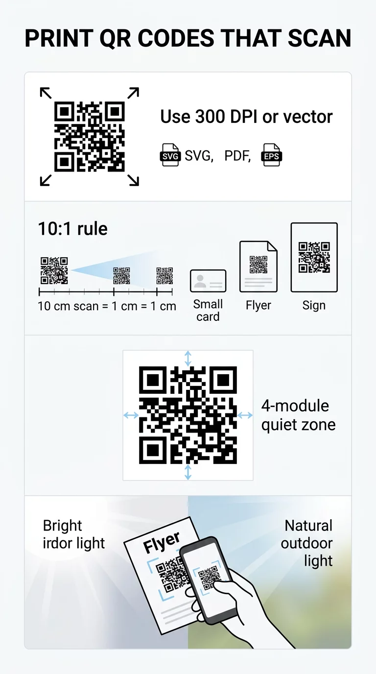 infografika o veličini ispisa QR koda