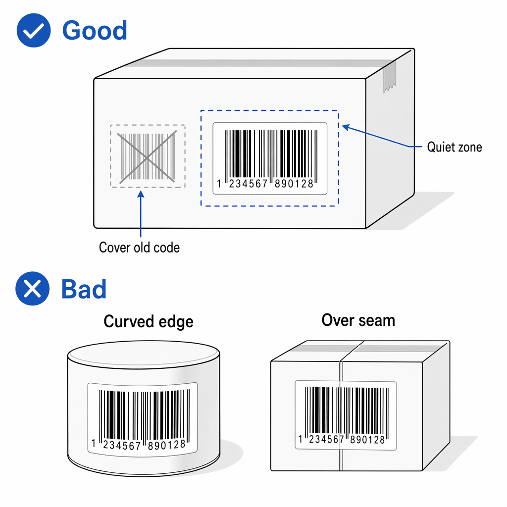 Správne umiestnenie čiarového kódu