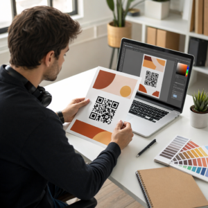 Projektant tworzący kod QR w Canvie