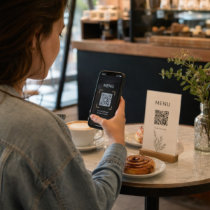Cliente digitaliza menu do café