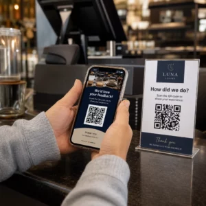 Pelanggan mengimbas QR maklum balas