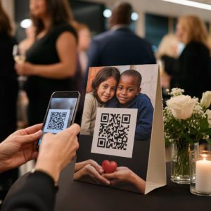 Giver skanner veldedighets-QR
