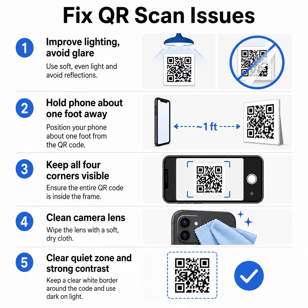 Infográfico de soluções para digitalização de QR
