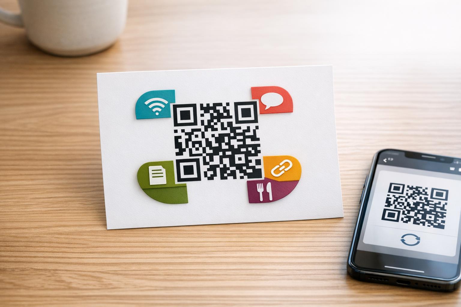QR кодове за Wi-Fi, социални мрежи, връзки, файлове и менюта – пълен класификатор