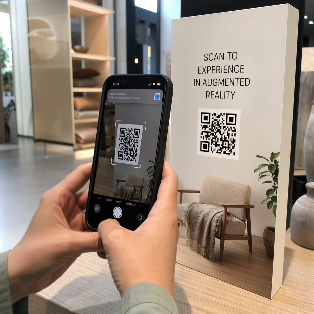 סריקת קוד QR של מציאות רבודה (AR)