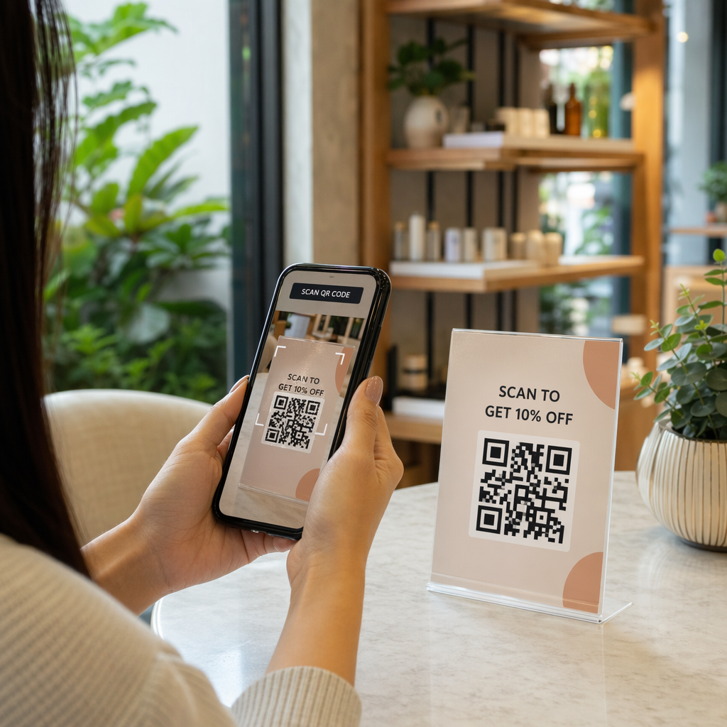 Ο πελάτης σαρώνει τον κωδικό QR