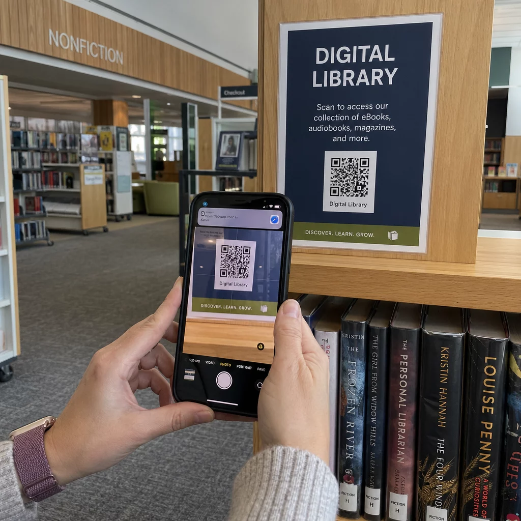 Bruger scanner biblioteks-QR