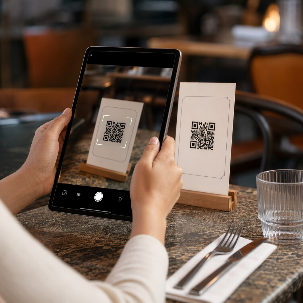 Skenē QR koda planšetdatoru