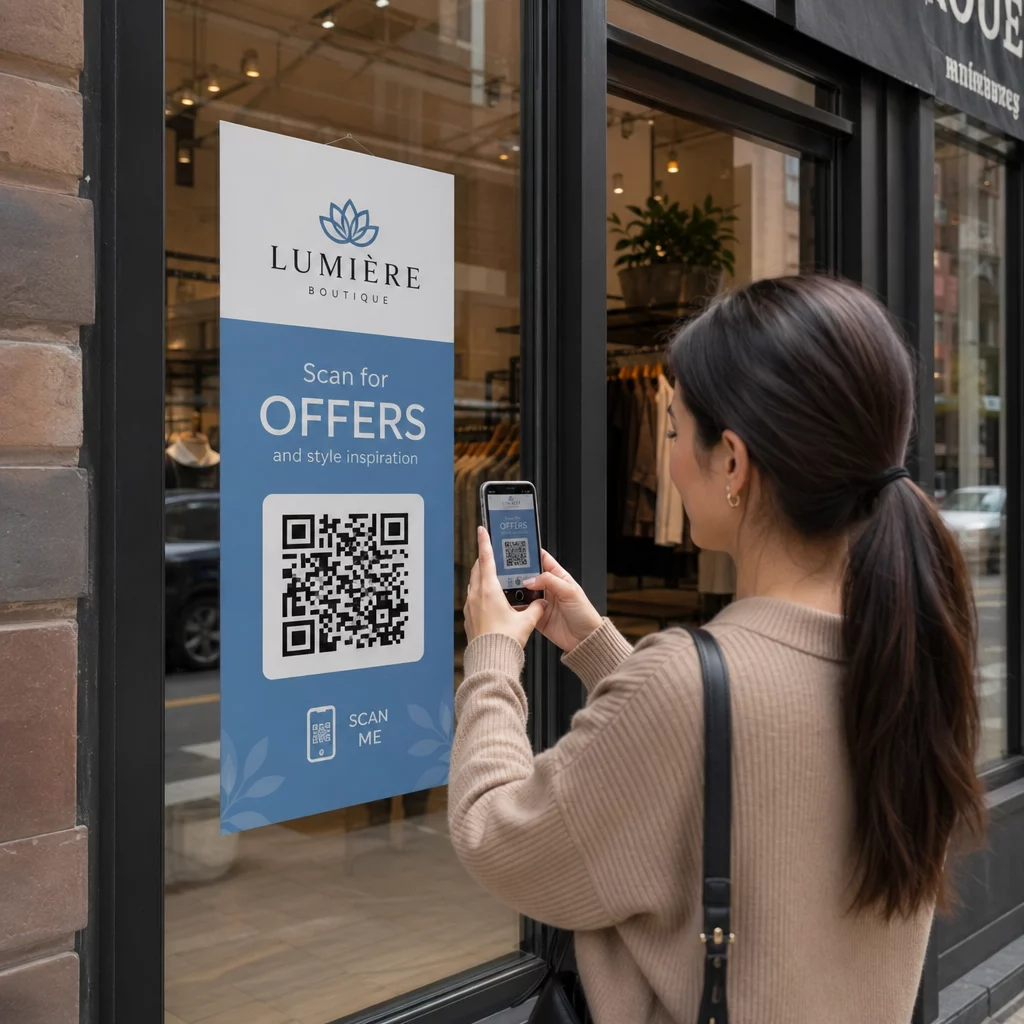 Khách hàng quét banner QR