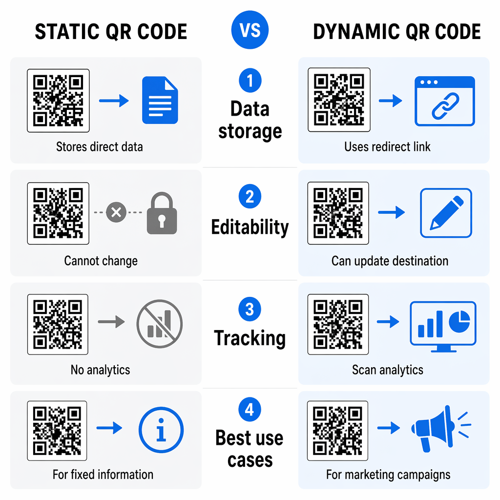 Srovnání statických a dynamických QR kódů