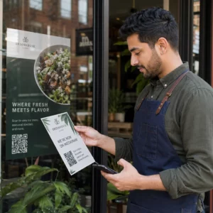 Сцена маркетинга QR-кодов для витрин