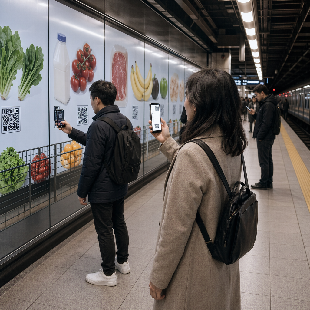 Muro virtual de comestibles en el metro