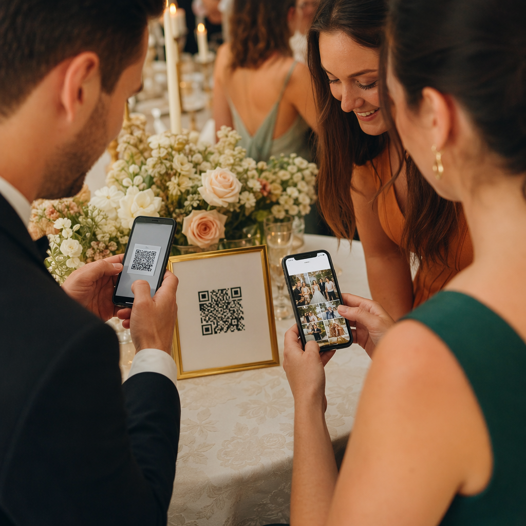 Ospiti che scansionano il QR dell'evento
