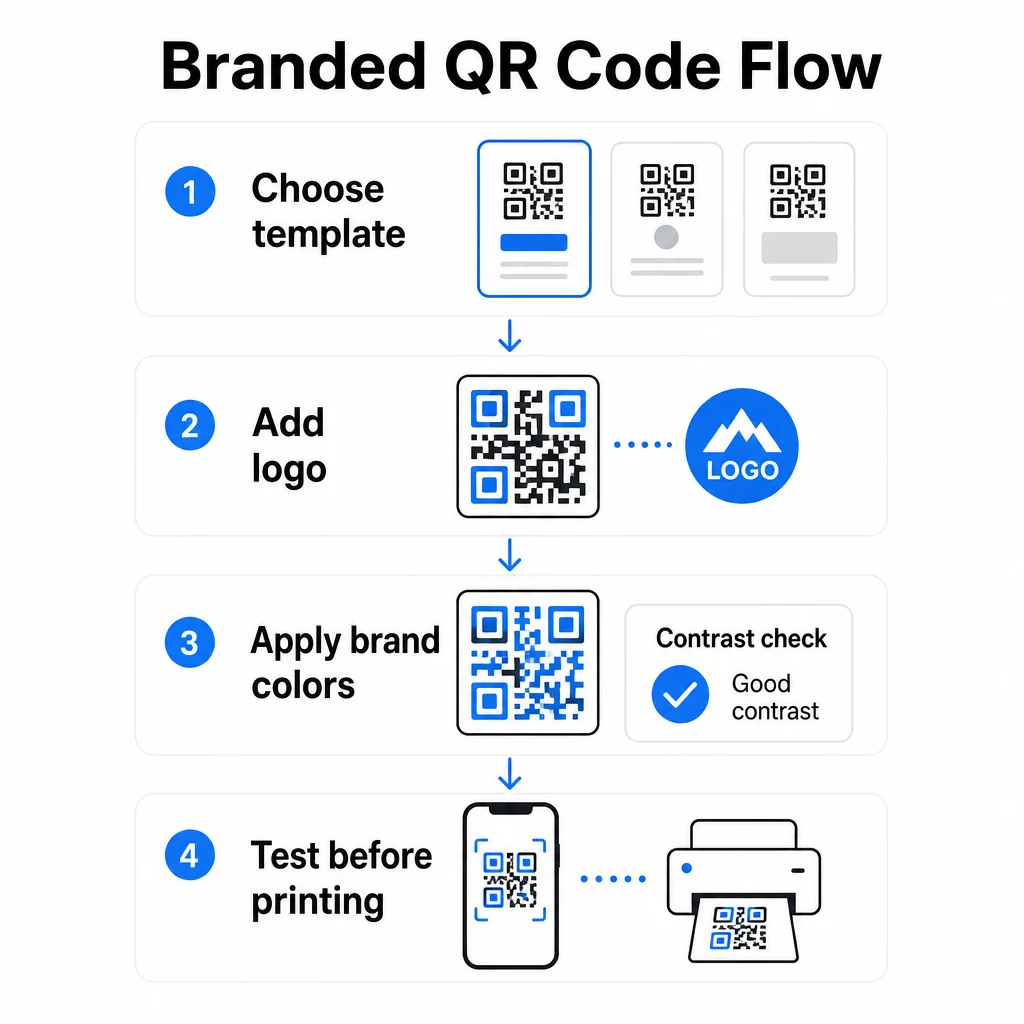 Branded QR code steps