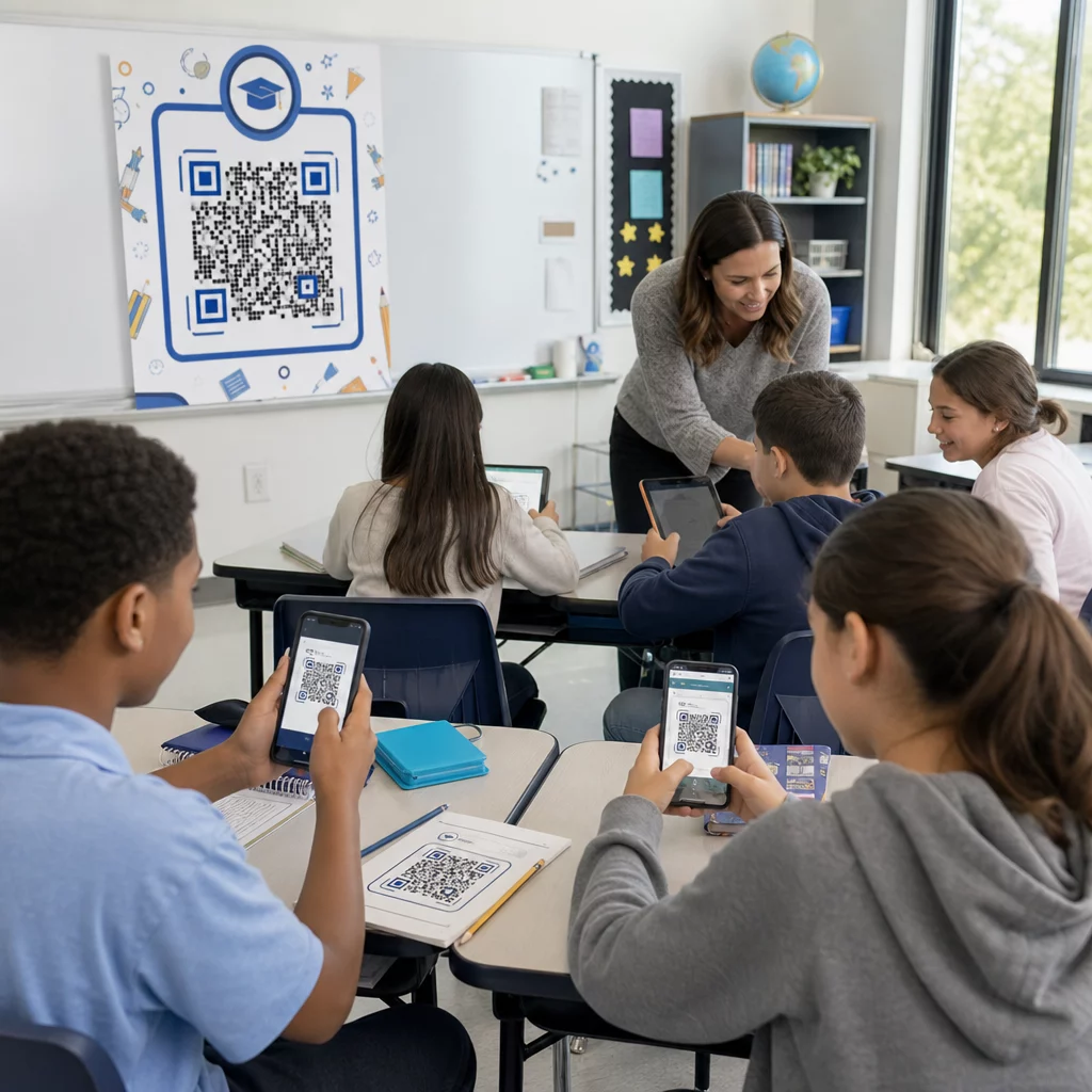 Students scanning QR codes