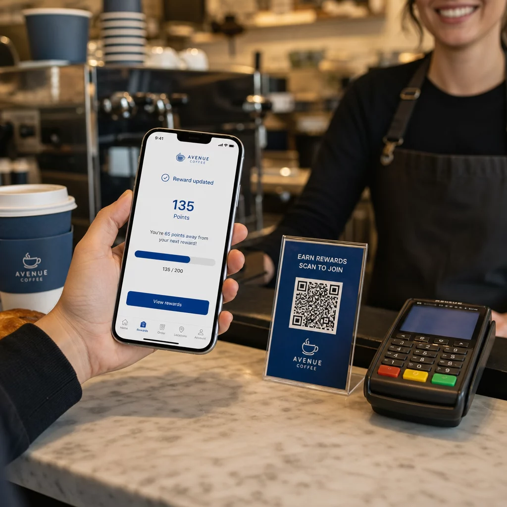 Customer scans reward QR