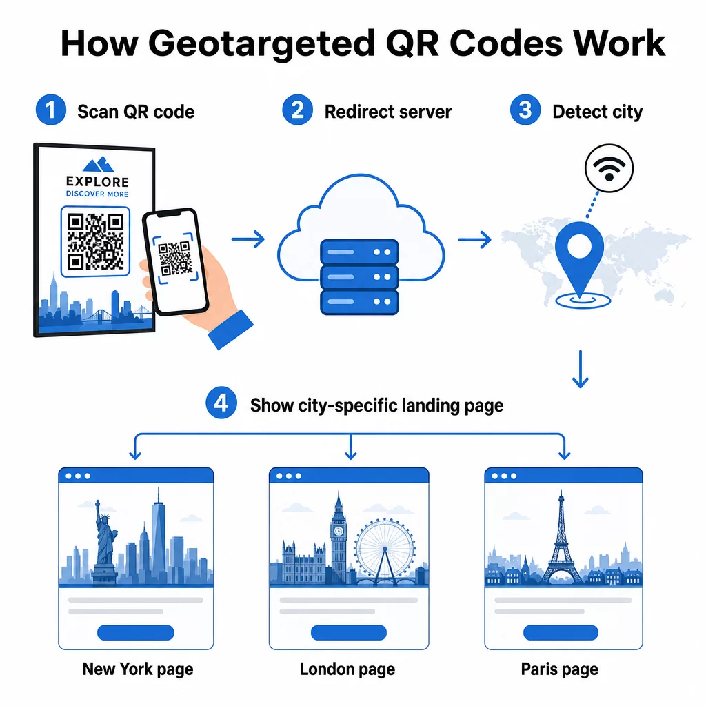 Geotargeted QR code flow