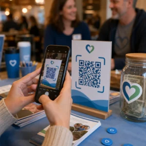 Supporter scanning donation QR
