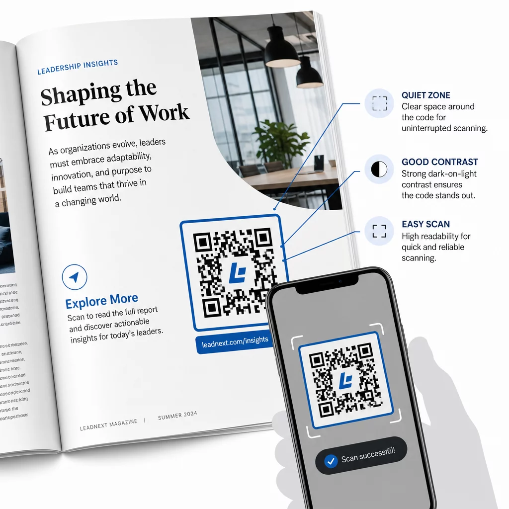 Scannable magazine QR code
