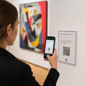 Visitor scanning exhibit code