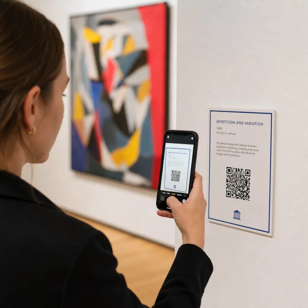 Visitor scanning exhibit code