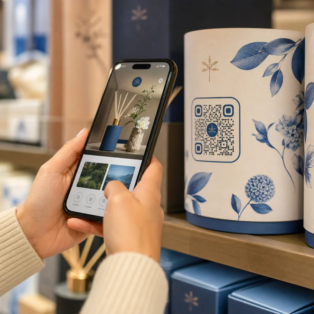 Shopper scans packaging