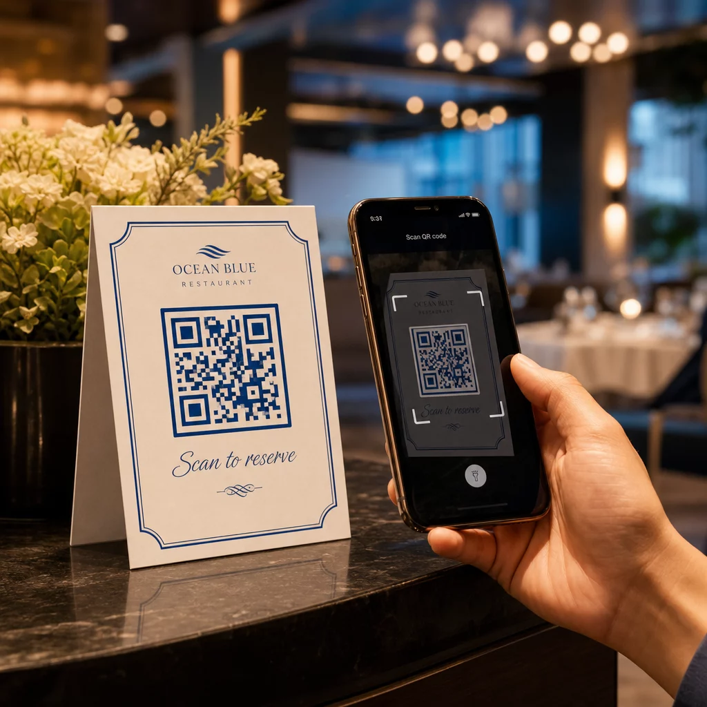 Guest scanning reservation QR