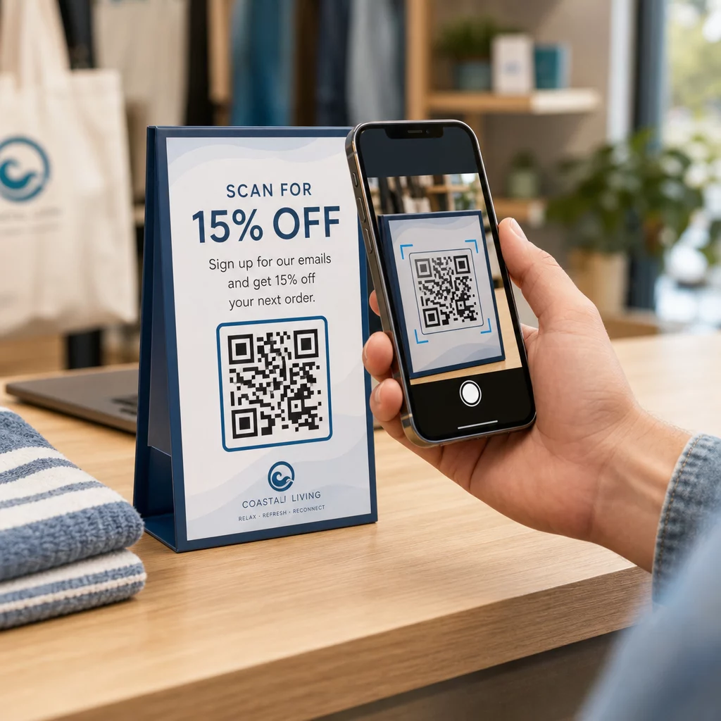 Customer scanning signup QR