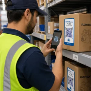 Worker scanning inventory