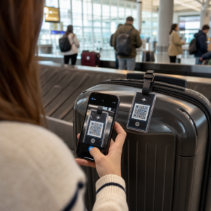 Scanning luggage QR tag