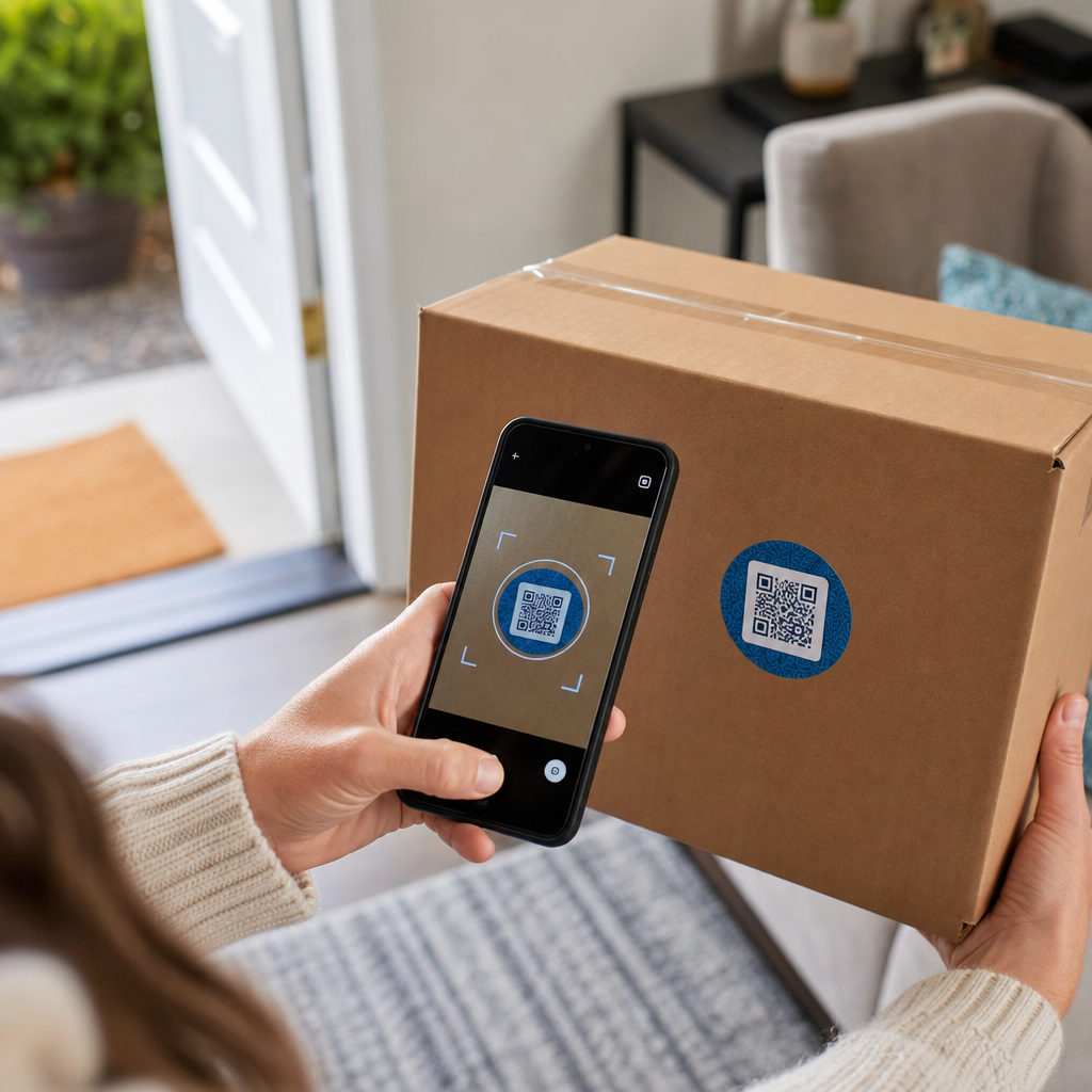 Scanning shipping box QR