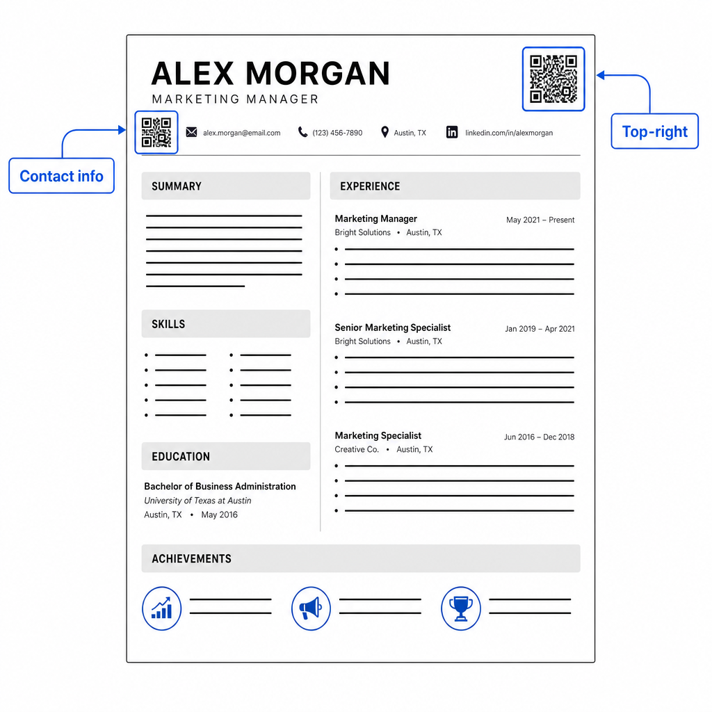 Resume QR placement