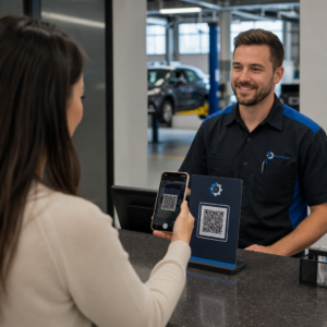 Scanning auto shop check-in