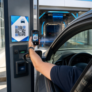 Scanning car wash kiosk