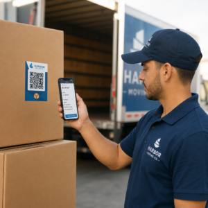 Scanning moving box label