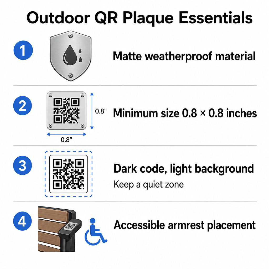 Outdoor QR plaque guide