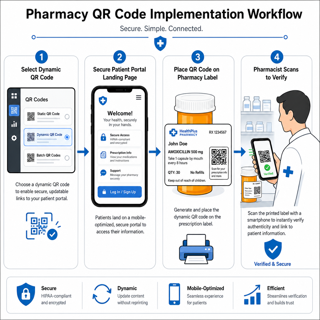 Pharmacy QR workflow steps
