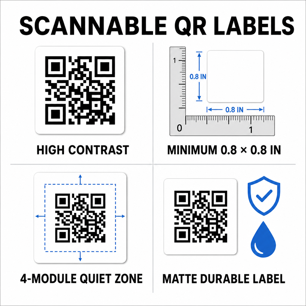 Scannable QR label standards