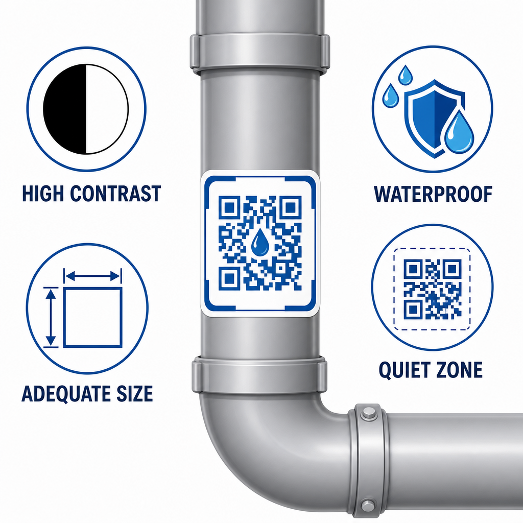 Durable plumbing QR labels