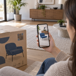 Shopper previews product in AR