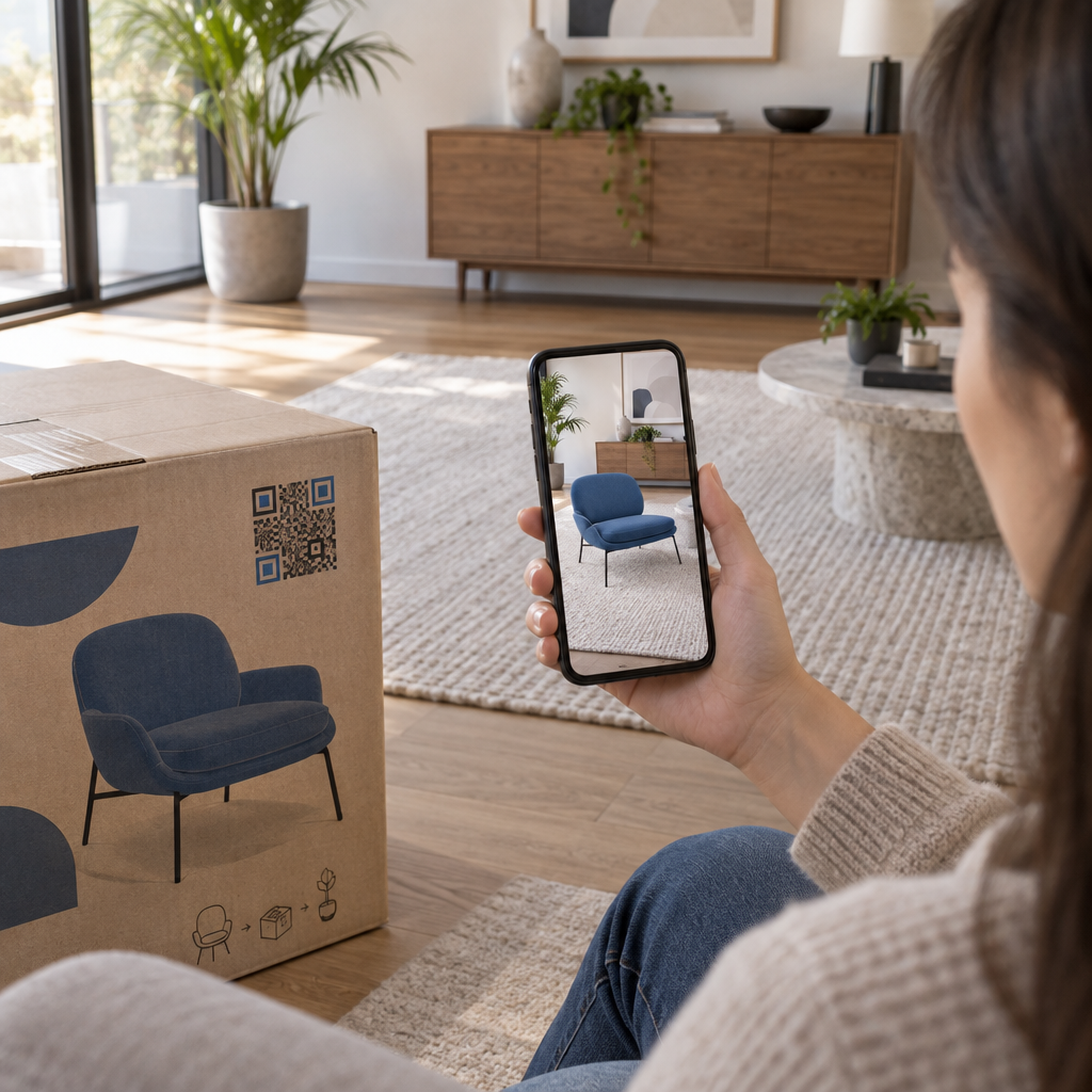 Shopper previews product in AR